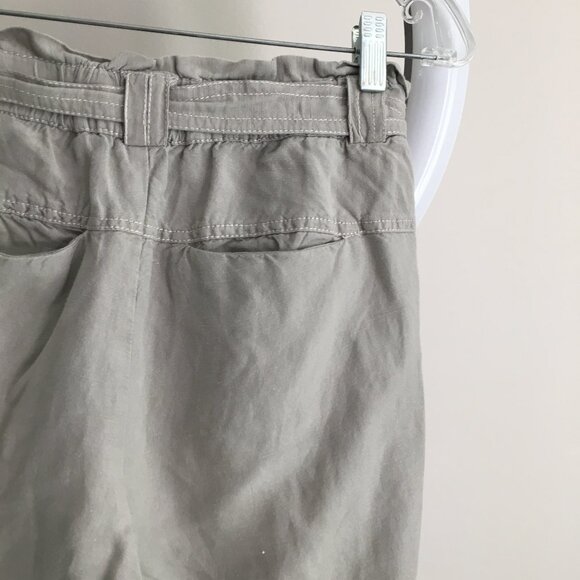 CARTONNIER Anthropologie Gray Ruffle Waist Pull On Belted Pant - Picture 8 of 12
